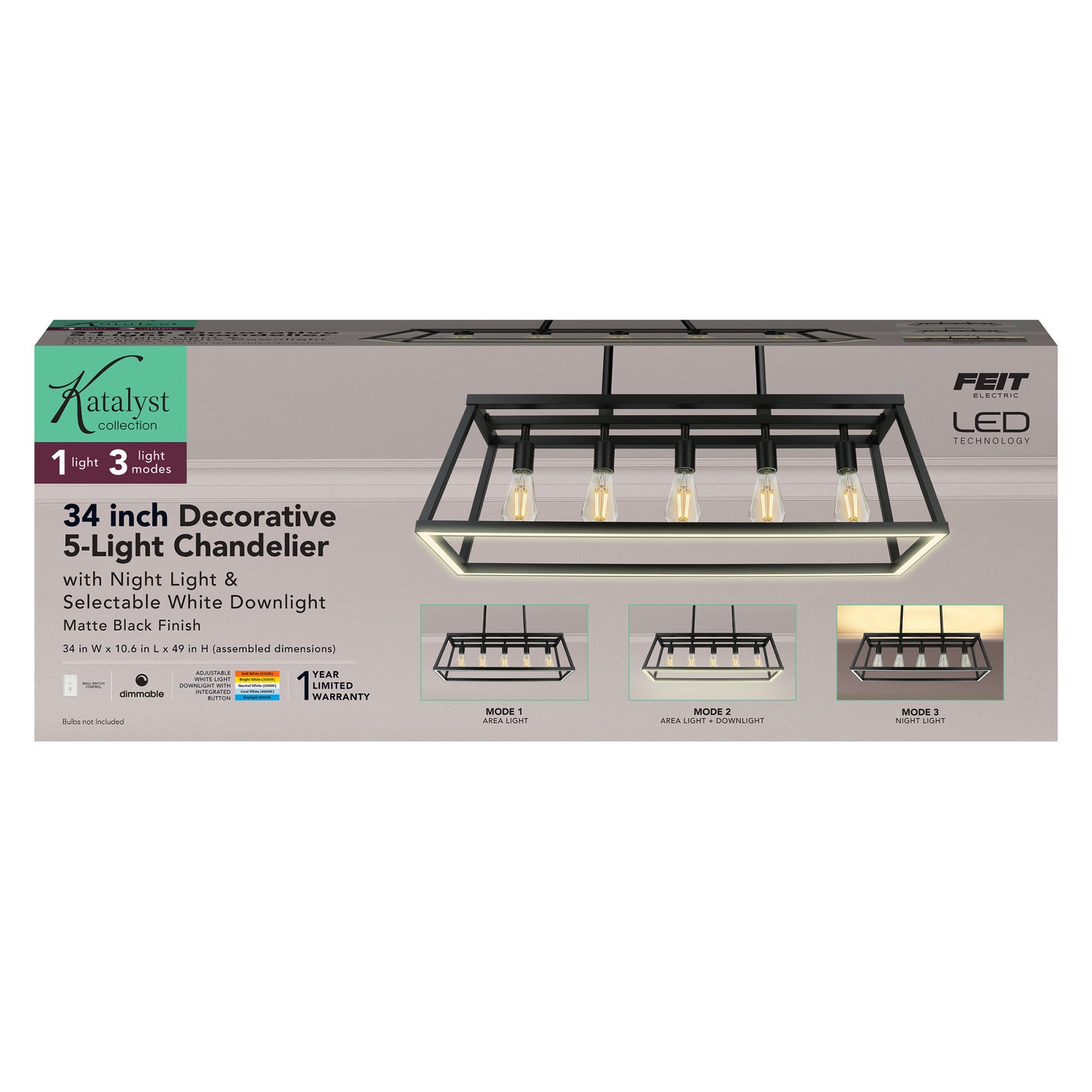Katalyst Collection LED Decorative 5-Light Chandelier Matte Black