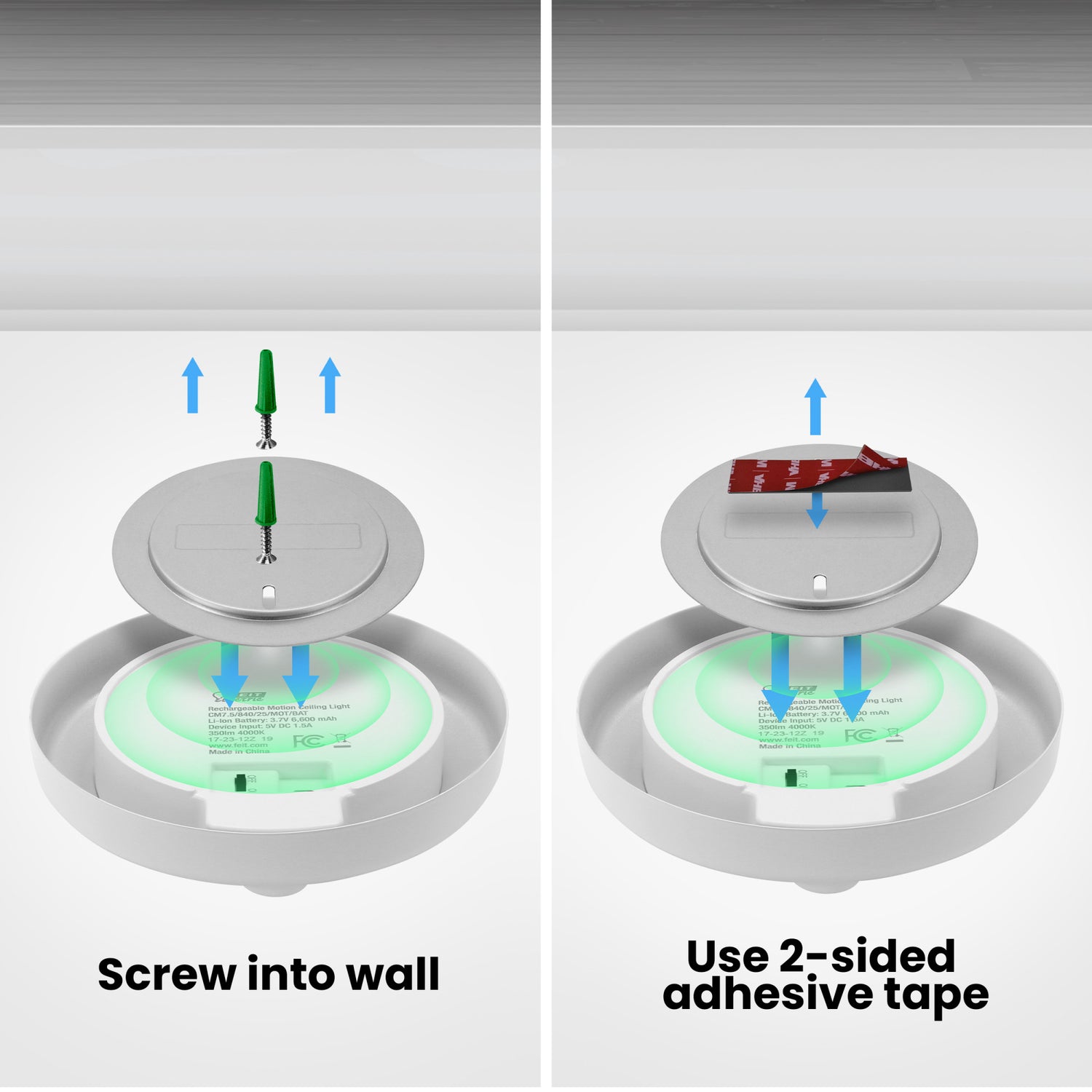 7.5 in. Round Rechargeable Battery Remote Controlled Ceiling Fixture