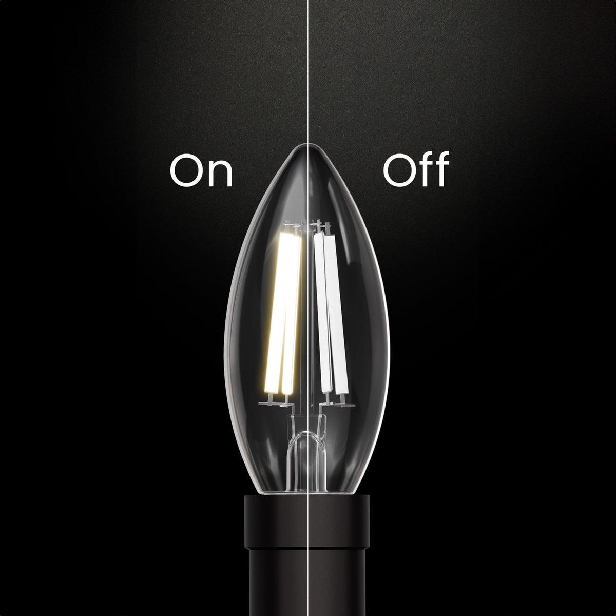 3.3W (40W Replacement) Soft White (2700K) B10 Shape (E12 Base) Torpedo Tip Exposed White Filament LED (3-Pack)
