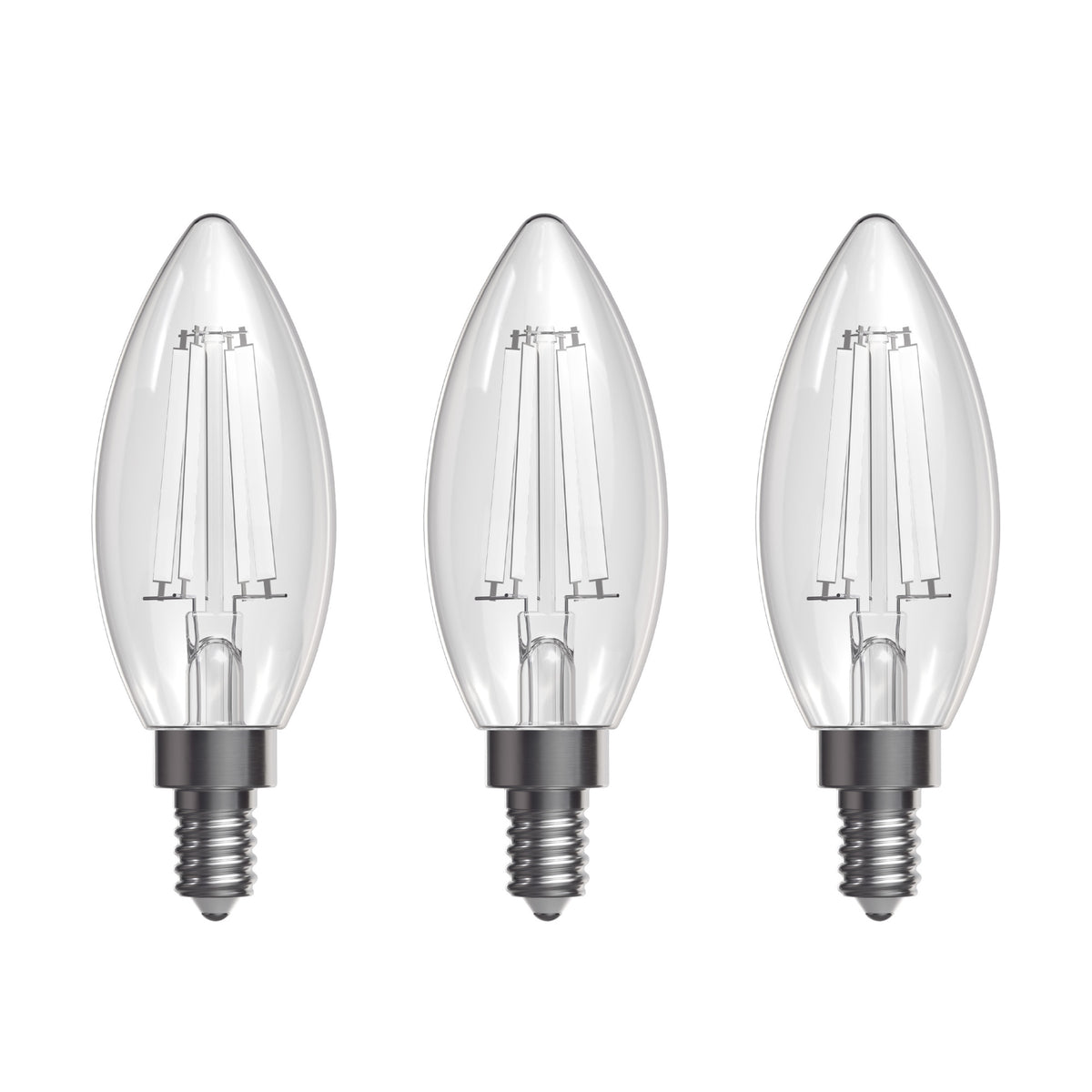 3.3W (40W Replacement) Soft White (2700K) B10 Shape (E12 Base) Torpedo Tip Exposed White Filament LED (3-Pack)