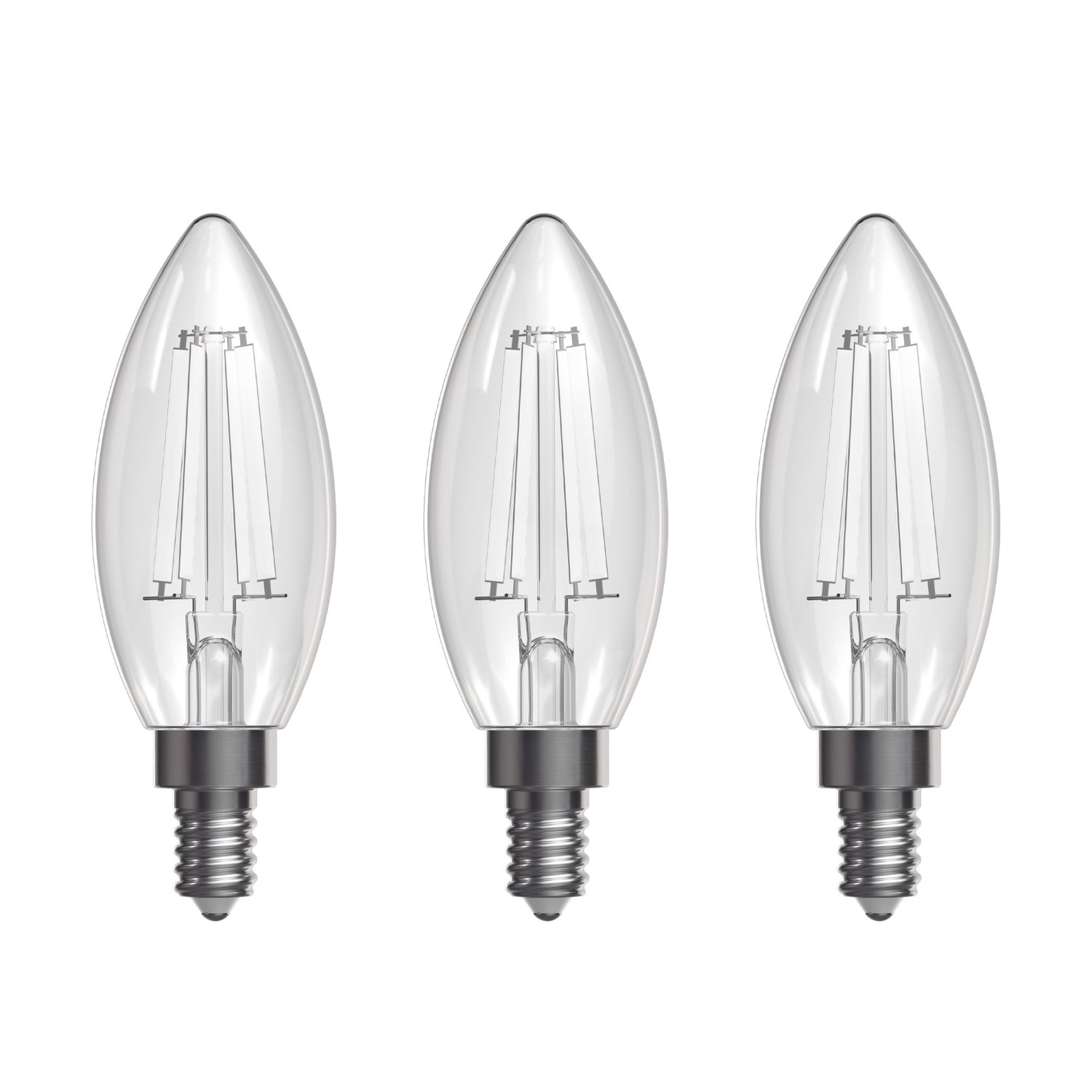 3.3W (40W Replacement) Soft White (2700K) B10 Shape (E12 Base) Torpedo Tip Exposed White Filament LED (3-Pack)