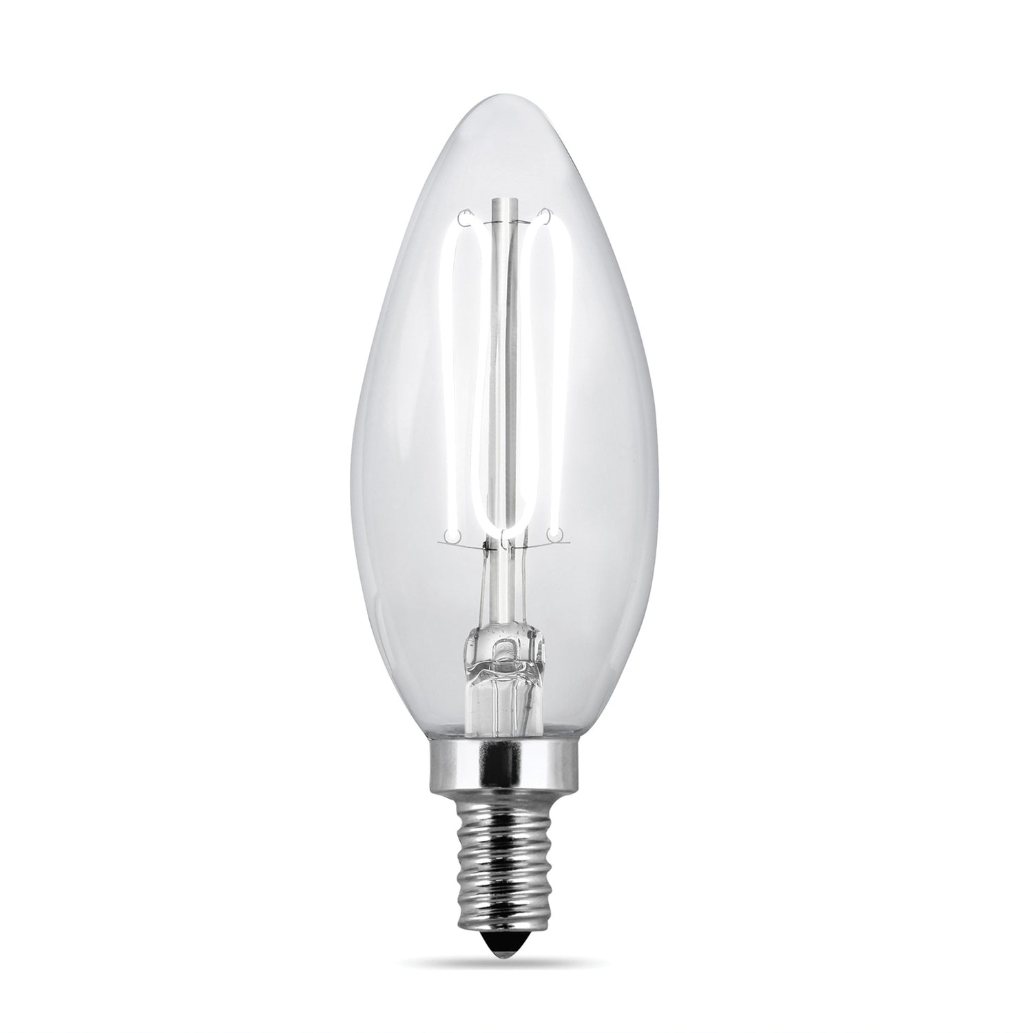 3.3W (40W Equivalent) Daylight White (5000K) E12 Candelabra Base Dimmable Thin Filament Clear Glass Chandelier LED Light Bulb (2-Pack)