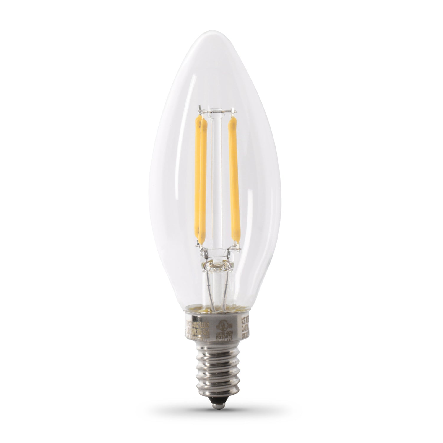 5.5W (60W Replacement) Soft White (2700K) E12 Base B10 Dimmable Glass Filament LED (6-Pack)