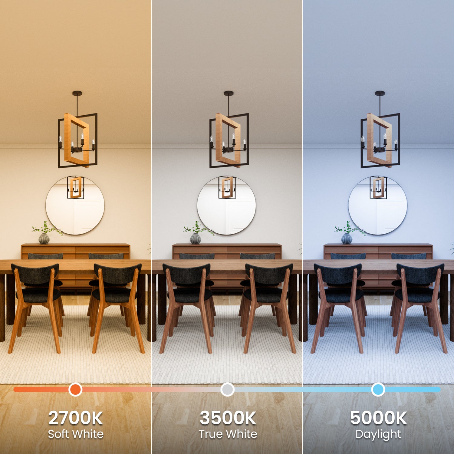 5.5W (60W Replacement) True White (3500K) E12 Base B10 Candelabra 3-Level Dimming Torpedo Tip White Filament LED Bulb (3-Pack)