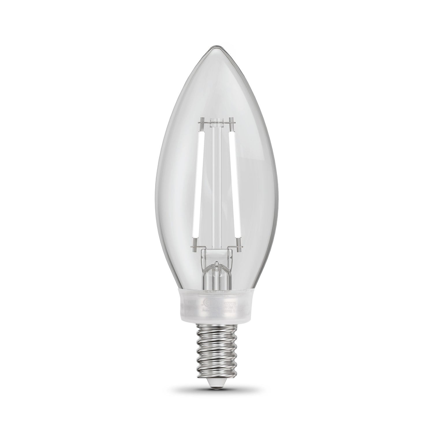 5.5W (60W Replacement) True White (3500K) B10 Candelabra (E12 Base) Dimmable Torpedo Tip Exposed White Filament Chandelier LED Bulb (3-Pack)