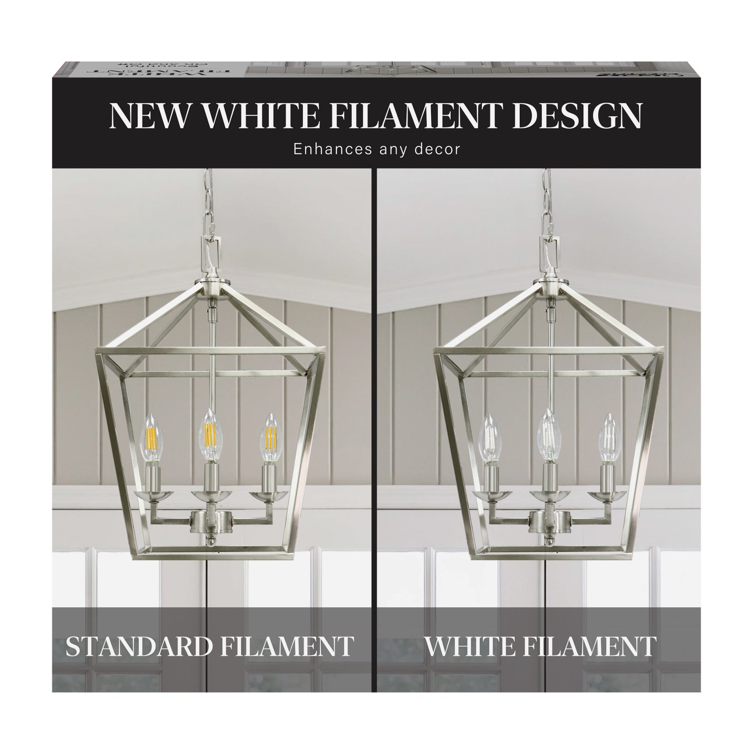 5.5W (60W Replacement) True White (3500K) B10 Candelabra (E12 Base) Dimmable Torpedo Tip Exposed White Filament Chandelier LED Bulb (3-Pack)