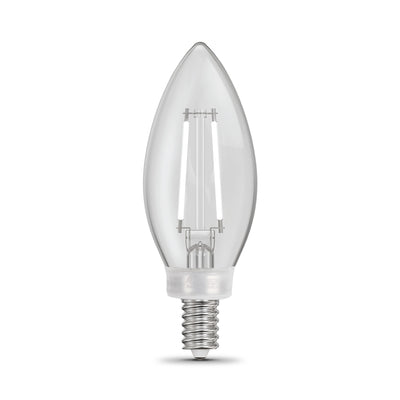 5.5W (60W Replacement) True White (3500K) B10 Candelabra (E12 Base) Dimmable Torpedo Tip Exposed White Filament Chandelier LED Bulb (3-Pack)