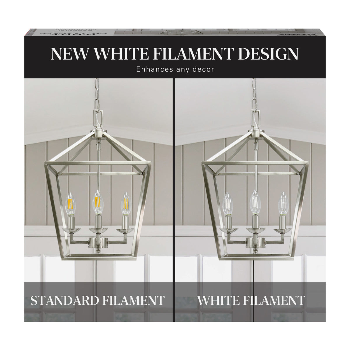 5.5W (60W Replacement) True White (3500K) B10 Candelabra (E12 Base) Dimmable Torpedo Tip Exposed White Filament Chandelier LED Bulb (3-Pack)