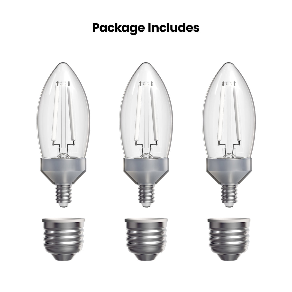 5.5W (60W Replacement) Daylight (5000K) E12/E26 Base B10 Dimmable Dusk to Dawn Torpedo Tip White Filament LED Bulb (3-Pack)
