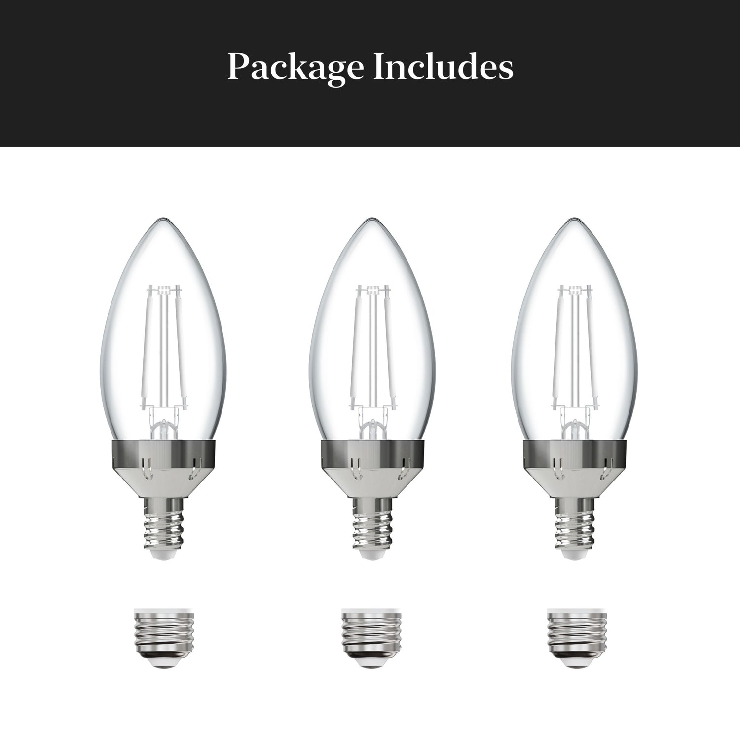 5.5W (60W Replacement) Daylight (5000K) E12/E26 Base B10 Dimmable Dusk to Dawn Torpedo Tip White Filament LED Bulb (3-Pack)