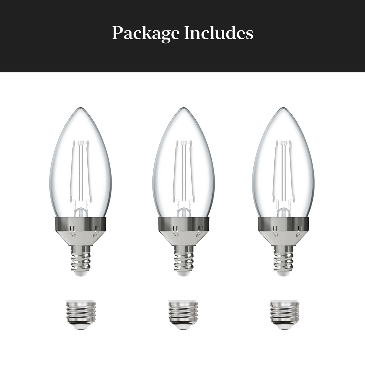 5.5W (60W Replacement) Daylight (5000K) E12/E26 Base B10 Dimmable Dusk to Dawn Torpedo Tip White Filament LED Bulb (3-Pack)