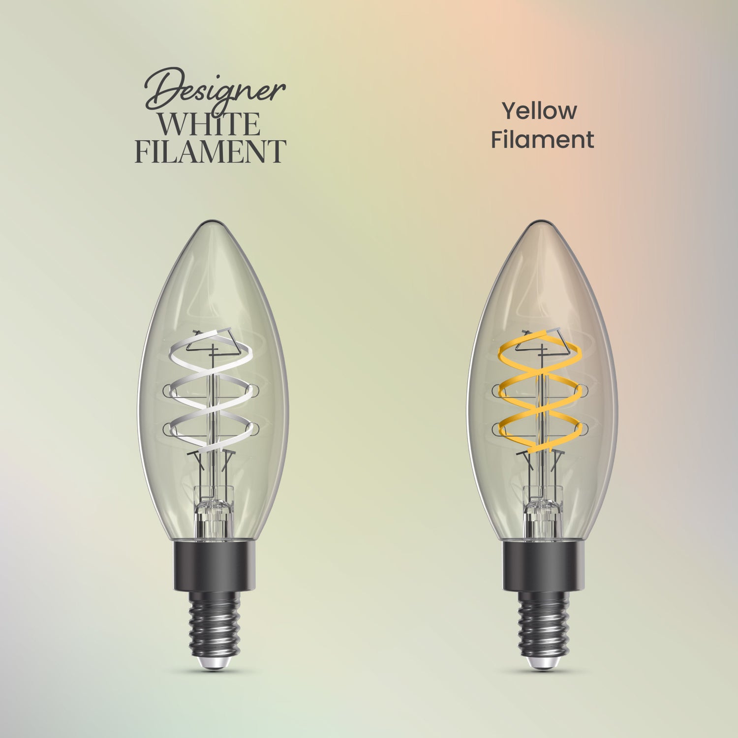 5.2W (60W Equivalent) Soft White (2700K) B11 Shape (E12 Base) Torpedo Spiral Designer White Filament Bulb (2-Pack)