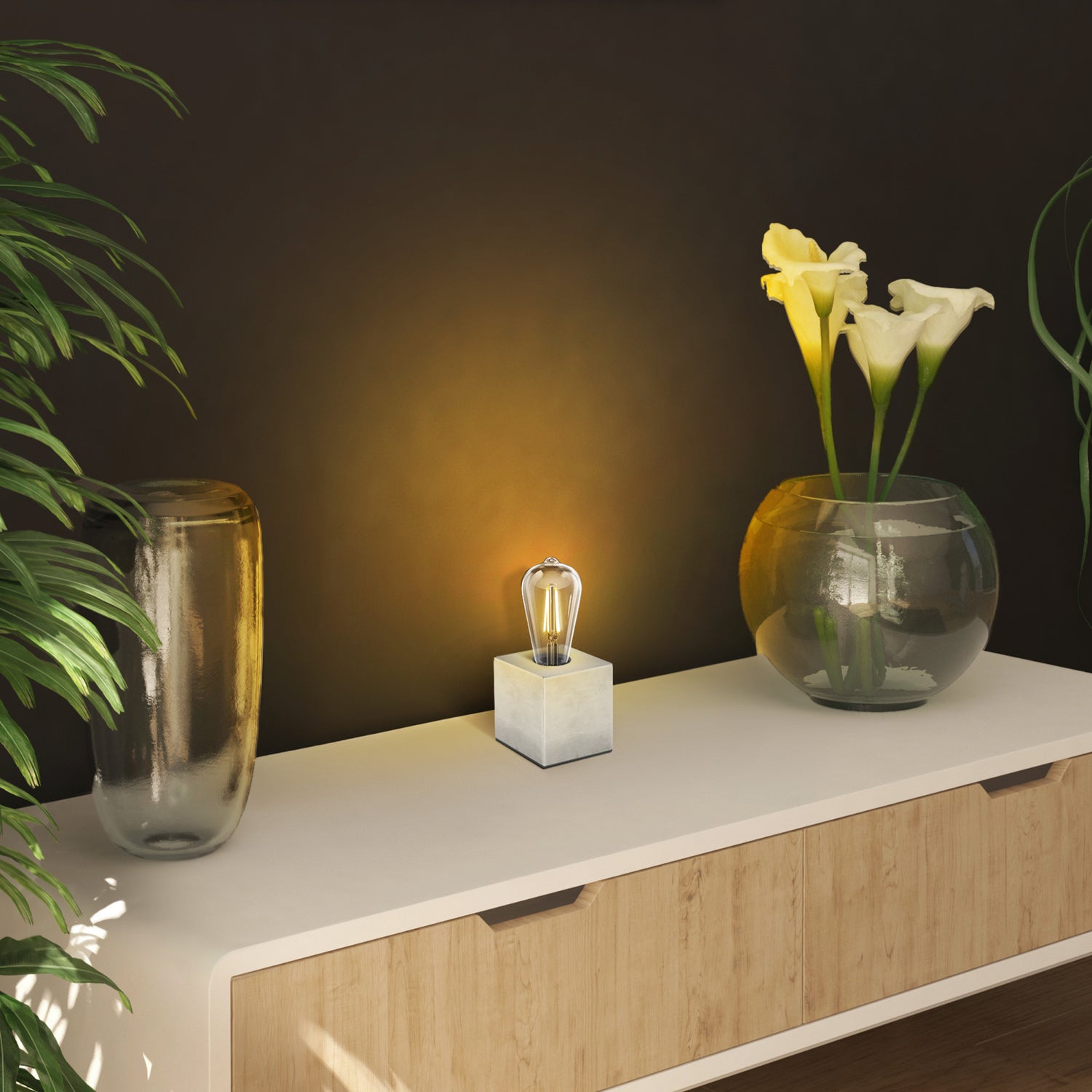 3.5 in. Cube Vintage Industrial Style Table Lamp Base (No Bulb or Shade Included)