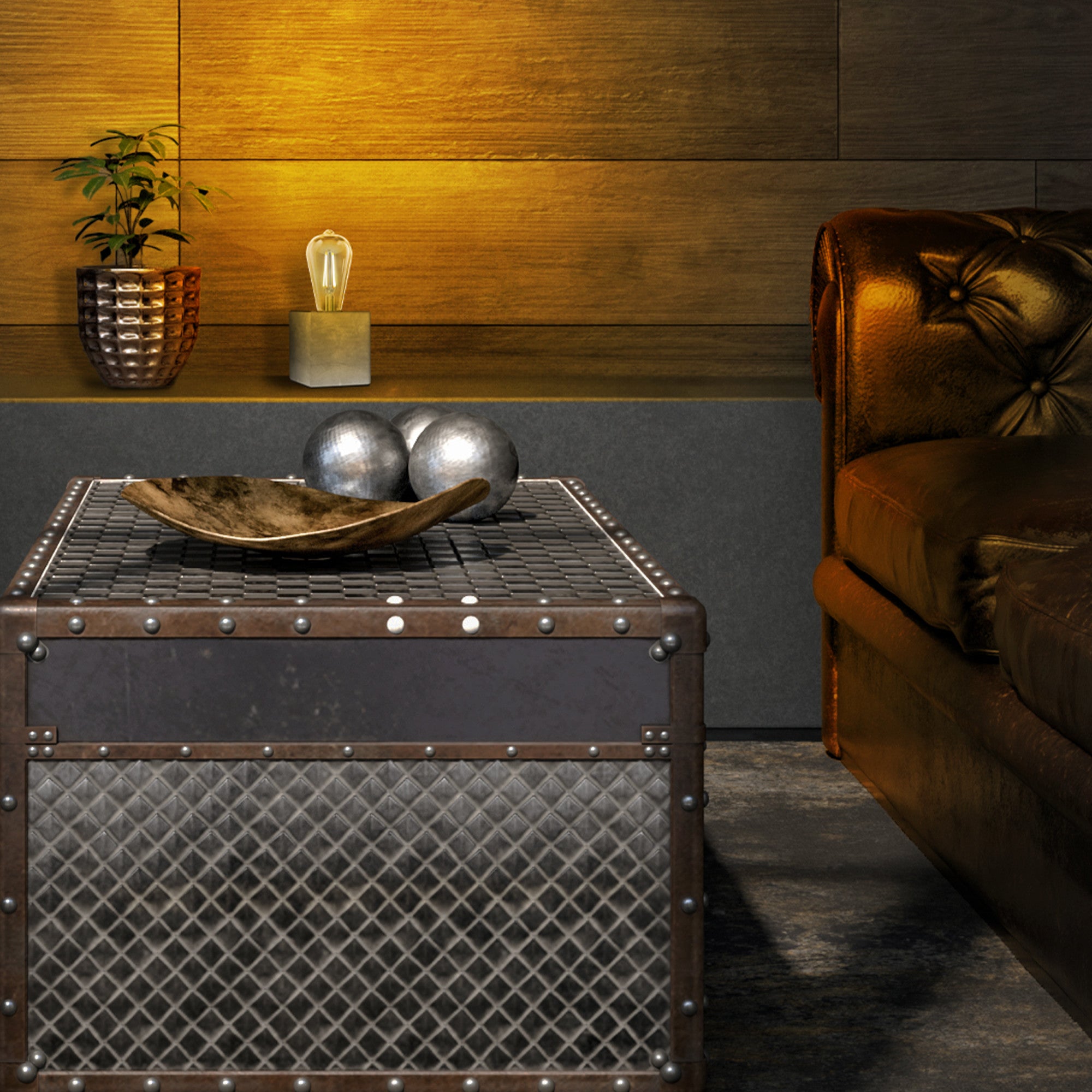 3.5 in. Cube Vintage Industrial Style Table Lamp Base With 3.5 in. Cube Vintage Industrial Style Table Lamp Base With