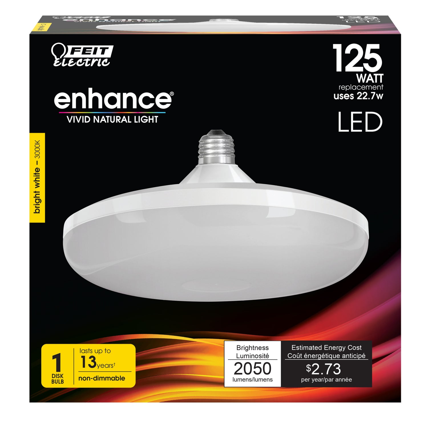 22.7W (125W Replacement) Bright White (3000K) Disk LED Light Bulb