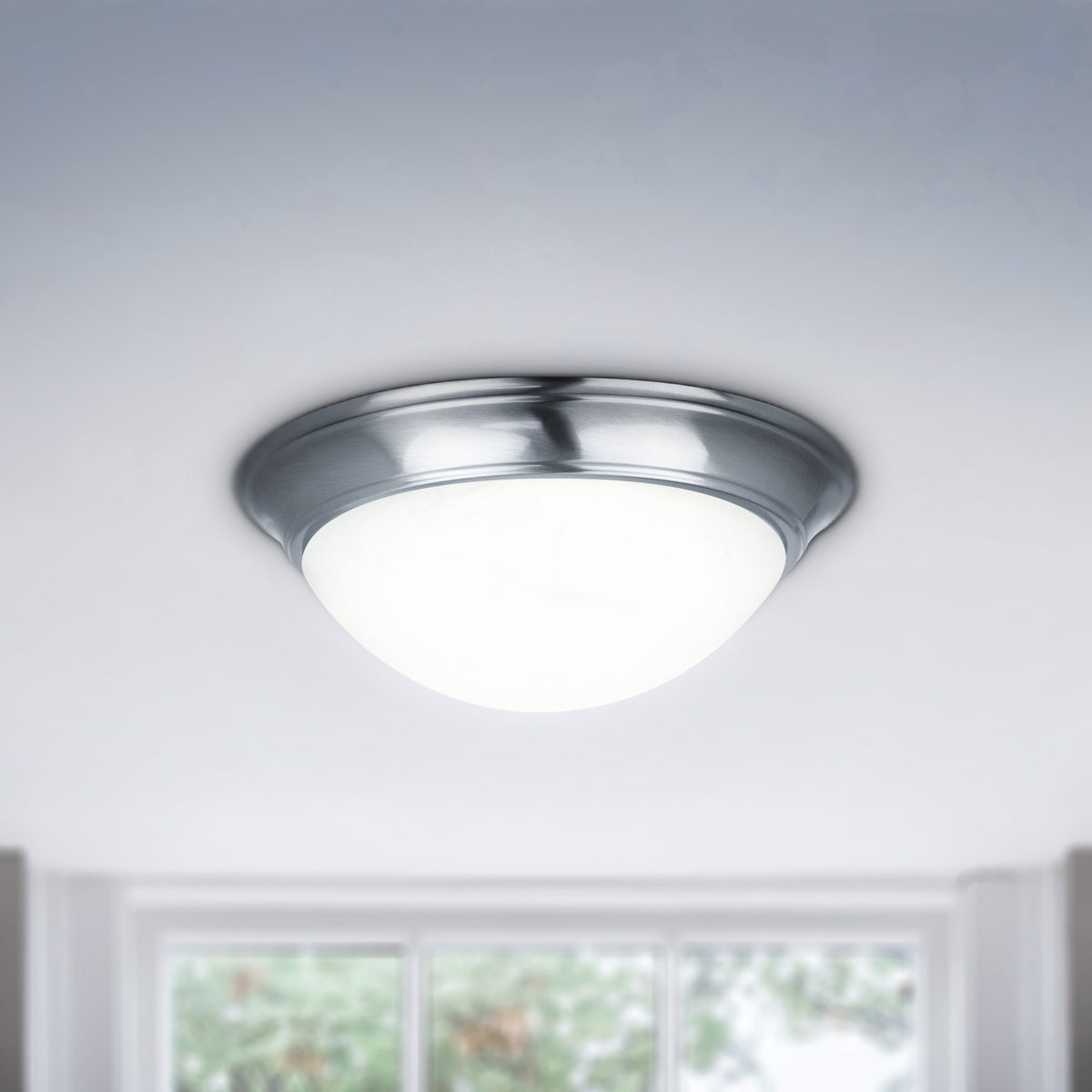 13 in. Color Selectable LED Nickel Ceiling Fixture