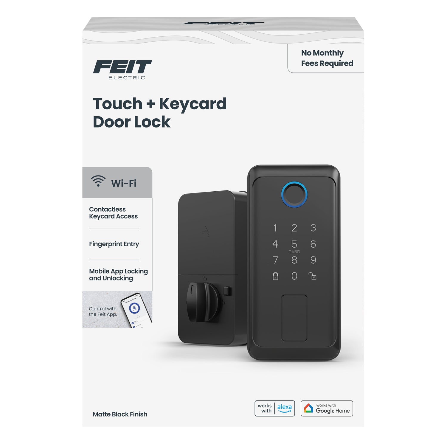 Smart Touch + Keycard Door Lock, Matte Black
