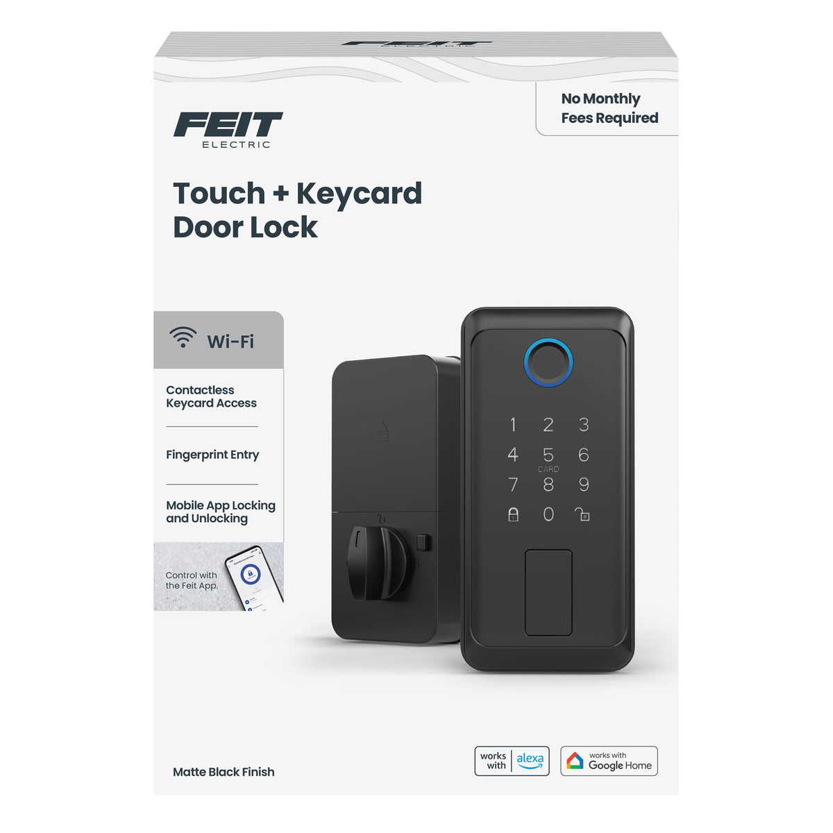 Smart Touch + Keycard Door Lock, Matte Black