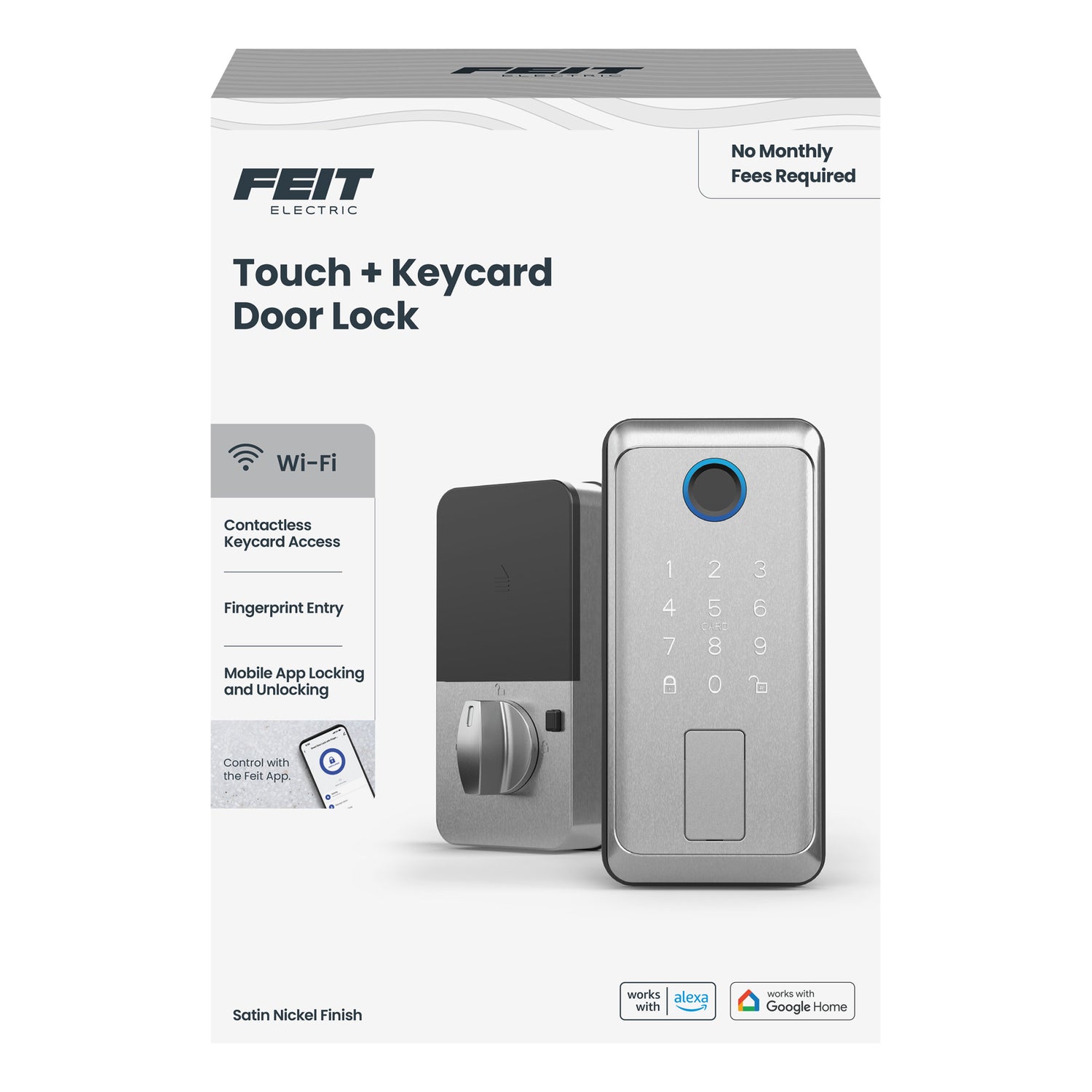 Smart Touch + Keycard Door Lock, Satin Nickel