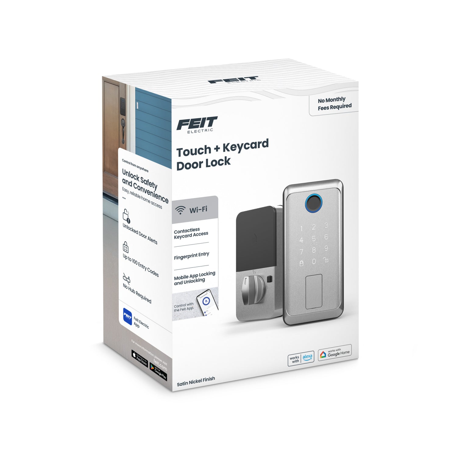 Smart Touch + Keycard Door Lock, Satin Nickel
