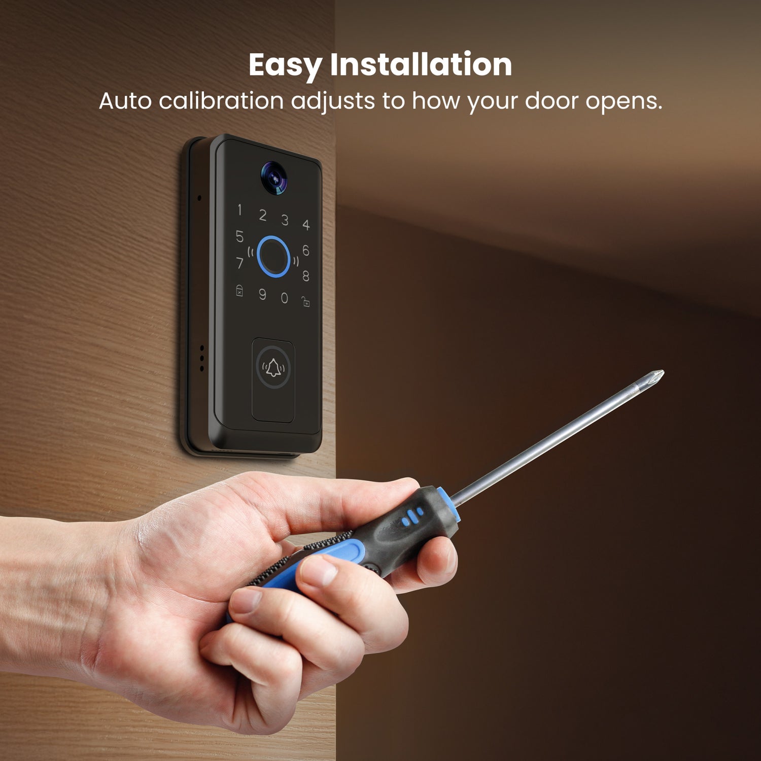 Smart Door Lock with Camera Doorbell, Matte Black