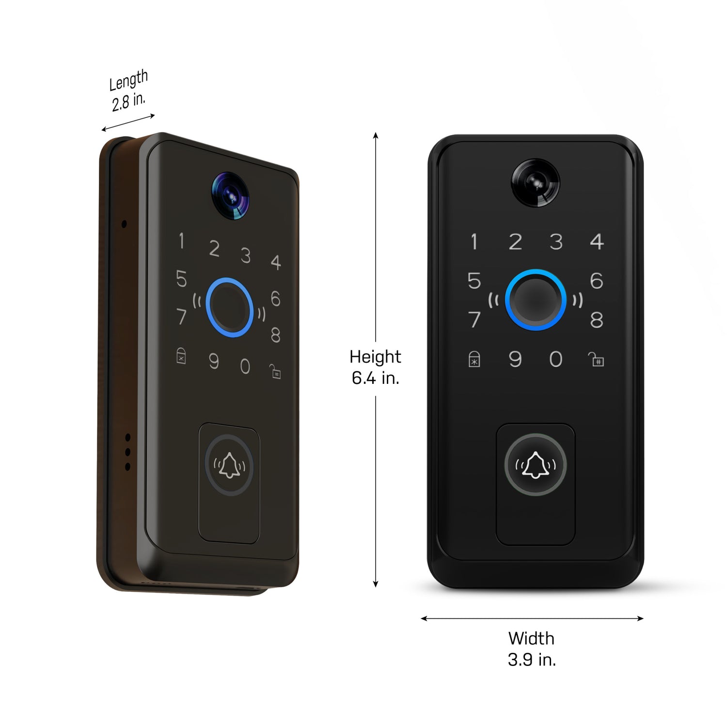 Smart Door Lock with Camera Doorbell, Matte Black