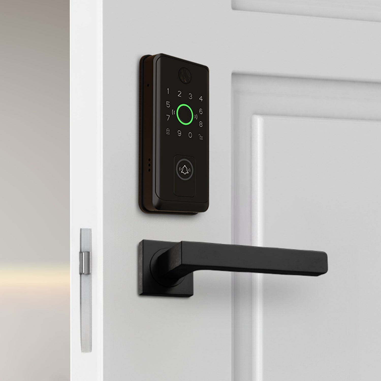 Smart Door Lock with Camera Doorbell, Matte Black