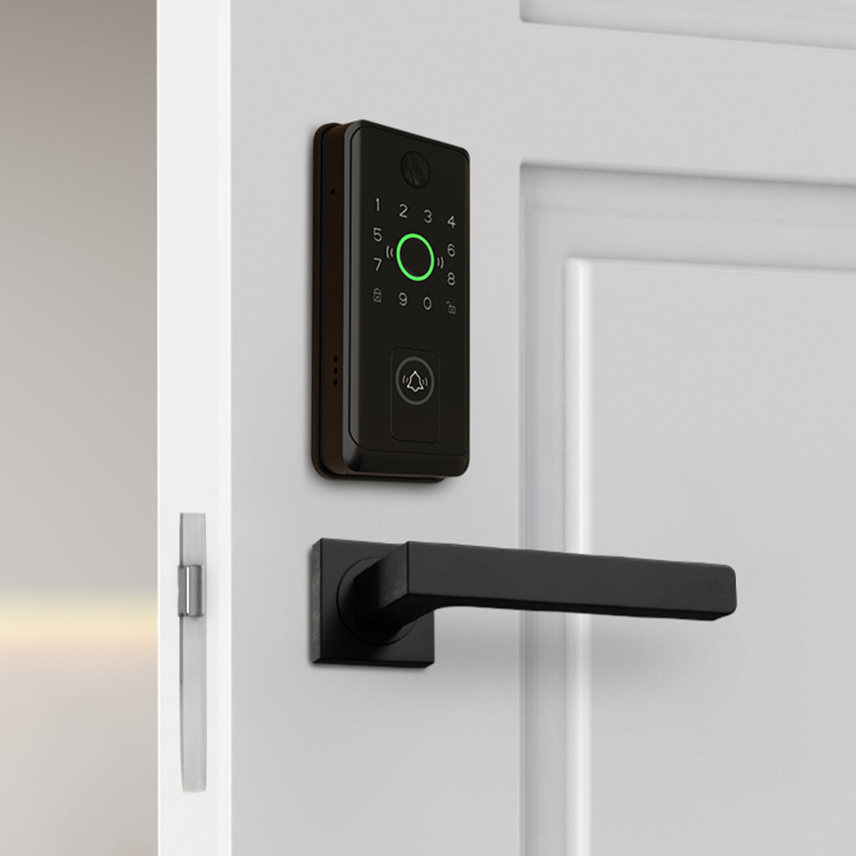 Smart Door Lock with Camera Doorbell, Matte Black