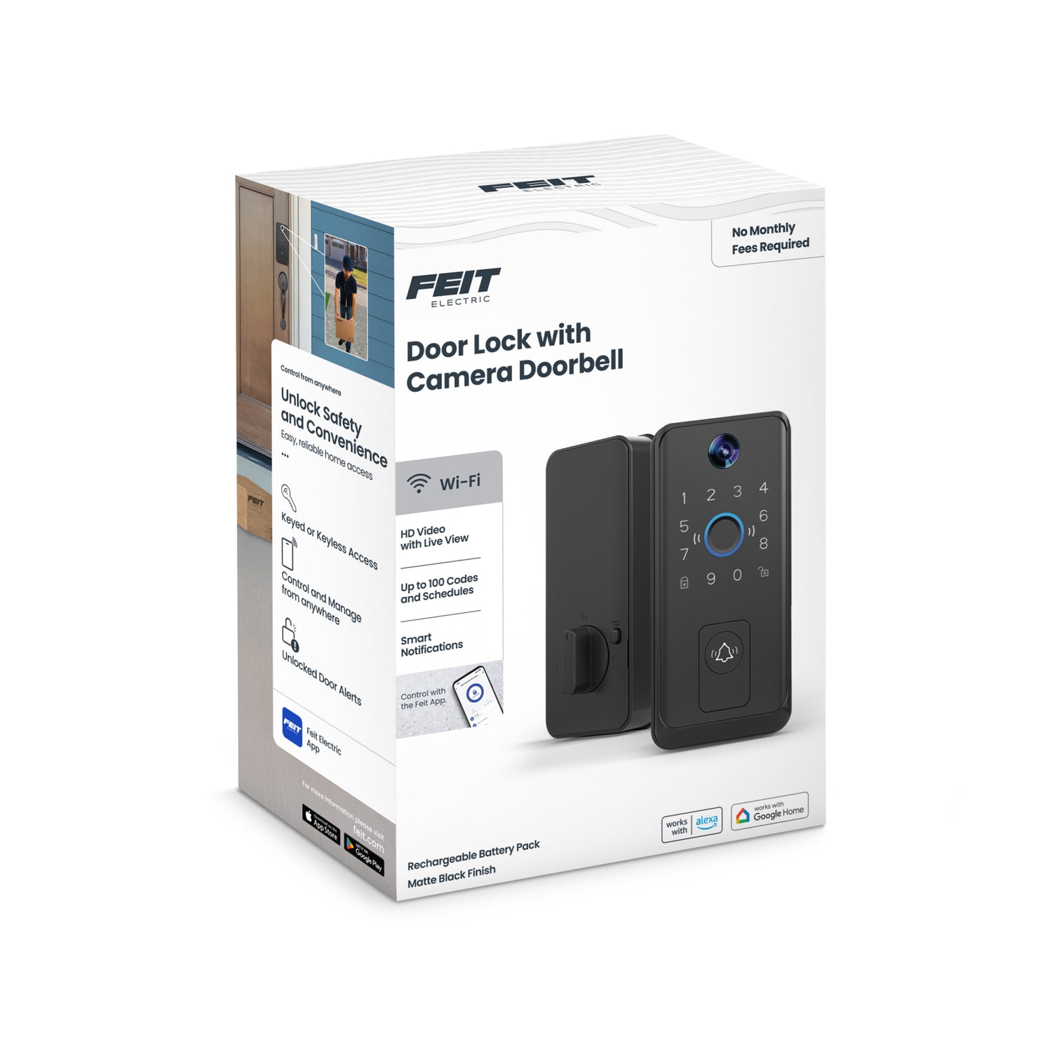 Smart Door Lock with Camera Doorbell, Matte Black