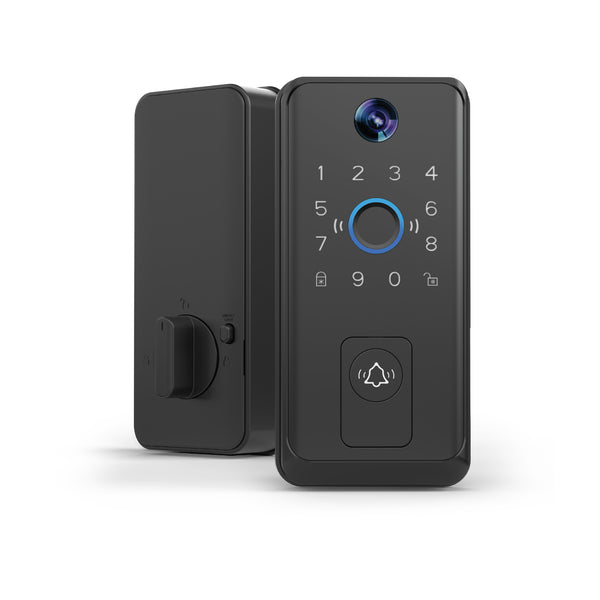 Smart Door Lock with Camera Doorbell Matte Black