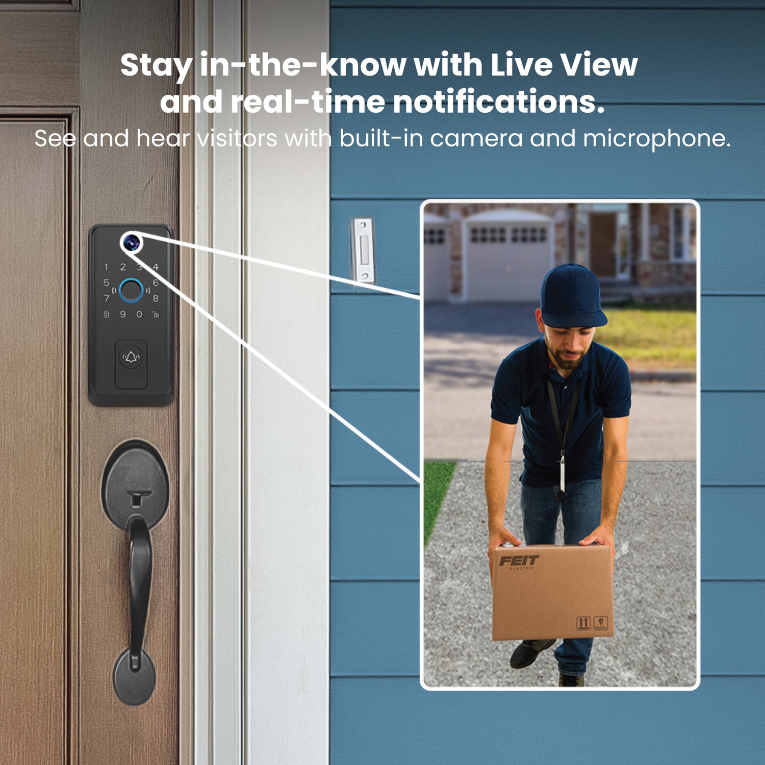 Smart Door Lock with Camera Doorbell, Matte Black