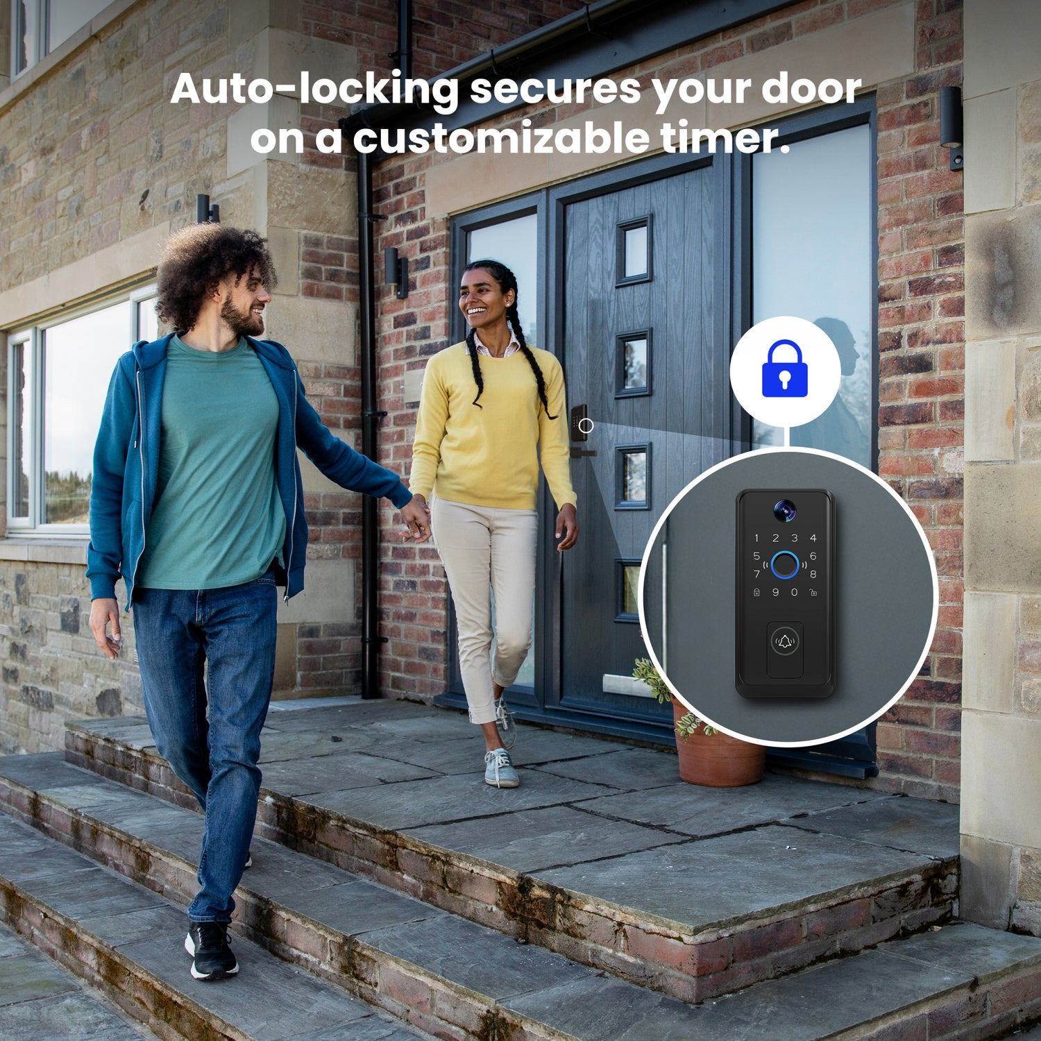 Smart Door Lock with Camera Doorbell, Matte Black
