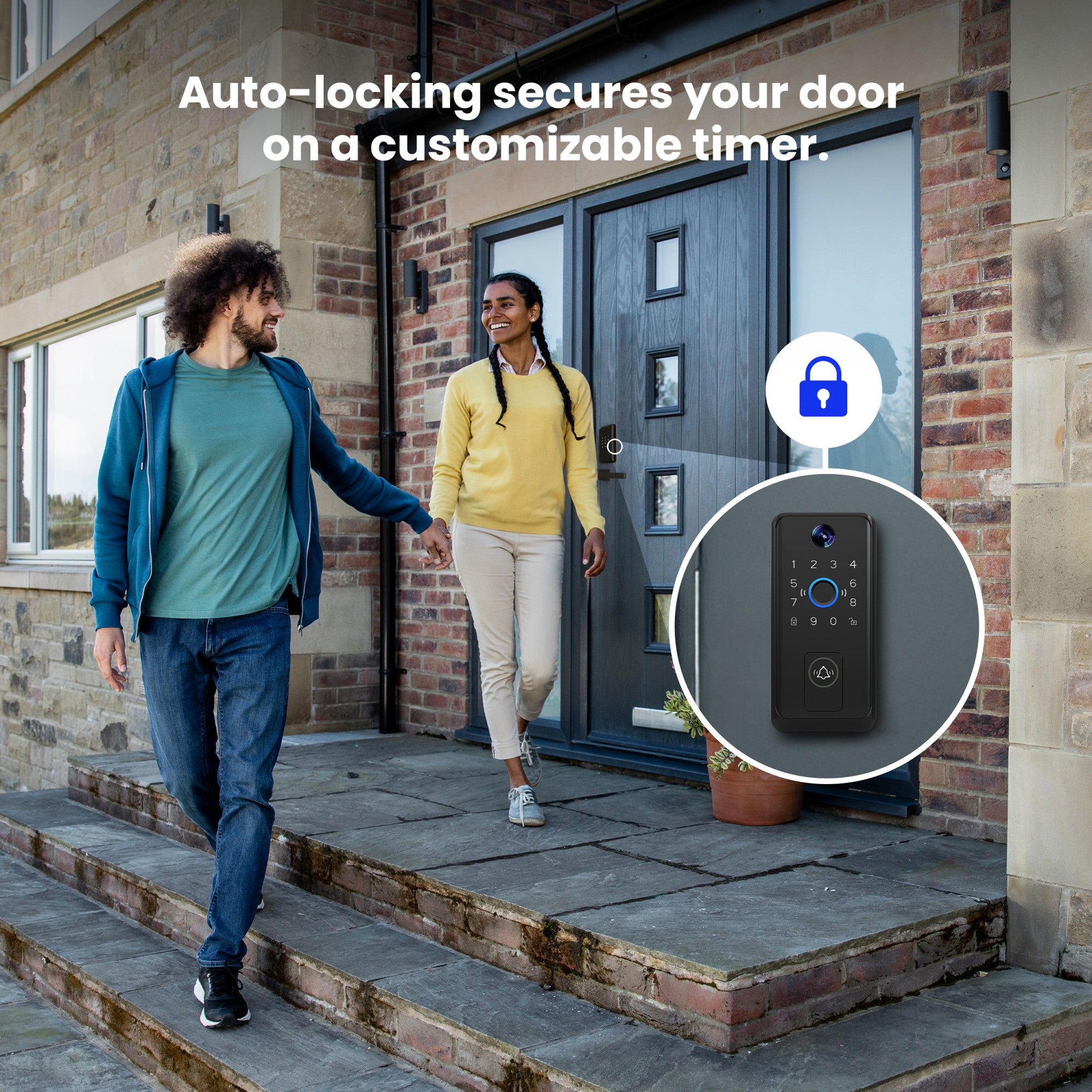 Smart Door Lock with Camera Doorbell, Matte Black