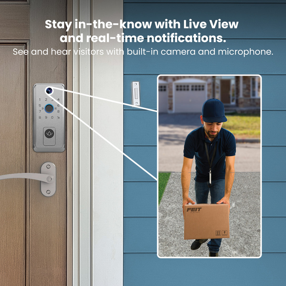 Smart Door Lock with Camera Doorbell, Satin Nickel