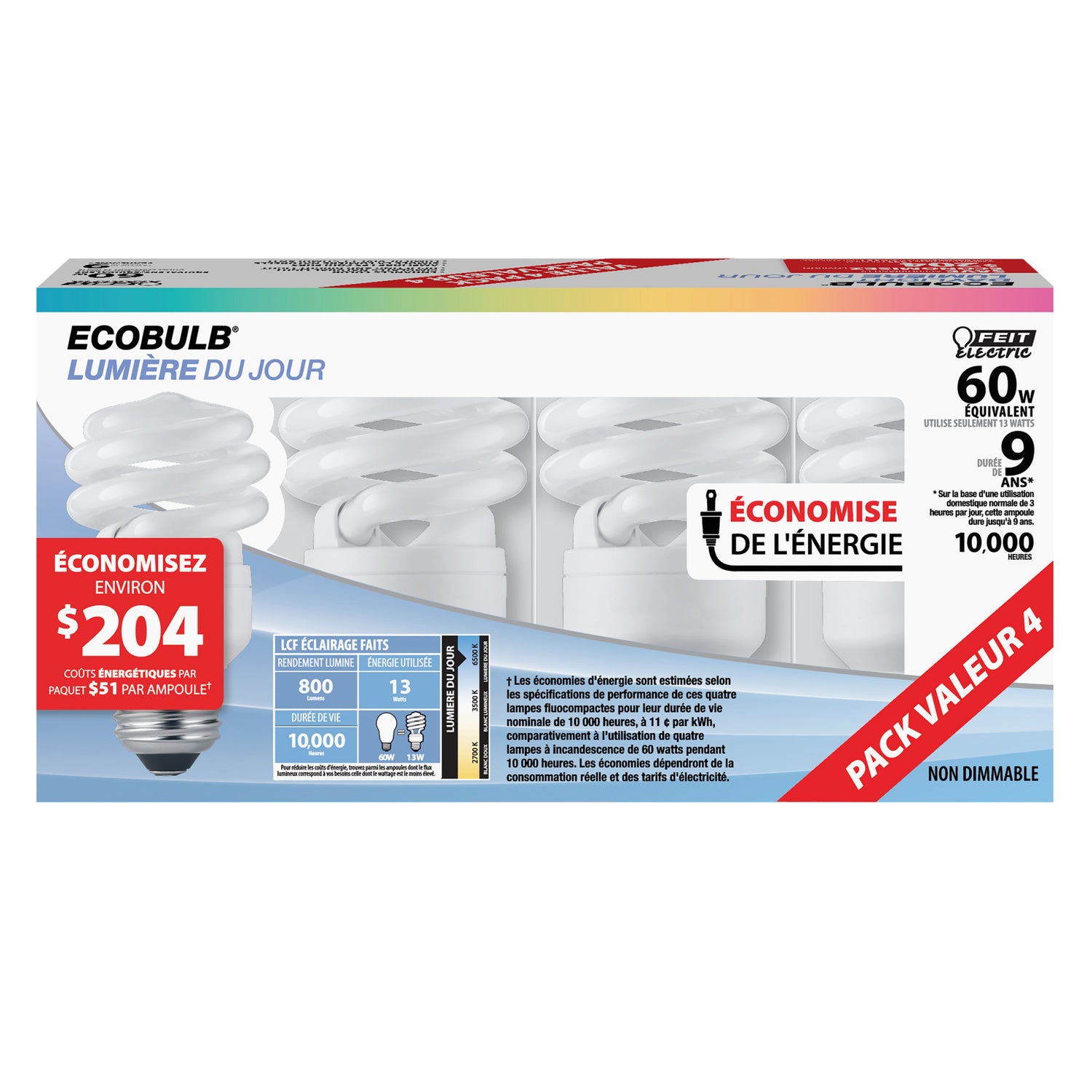 60W Replacement Daylight E26 Base Mini Twist General Purpose CFL Light Bulb (4-Pack)