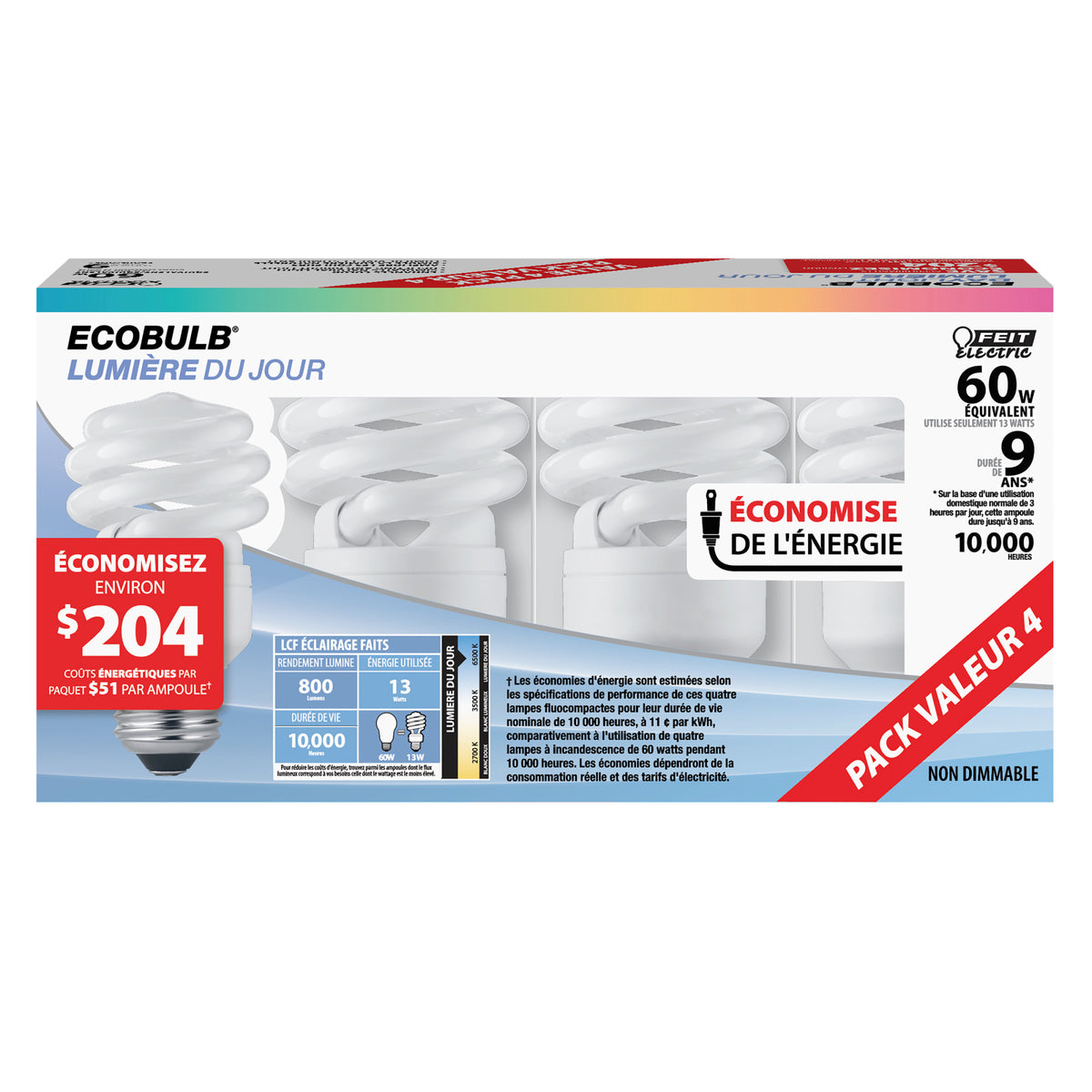 60W Replacement Daylight E26 Base Mini Twist General Purpose CFL Light Bulb (4-Pack)