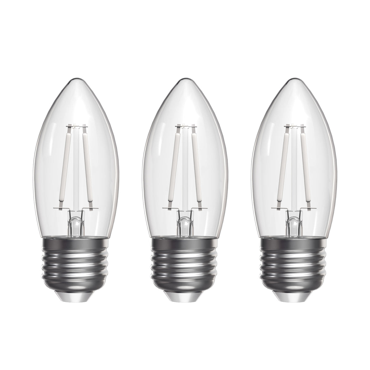5.5W (60W Equivalent) Soft White (2700K) B10 Shape (E26 Base) Torpedo Tip White Filament LED Bulb (3-Pack)