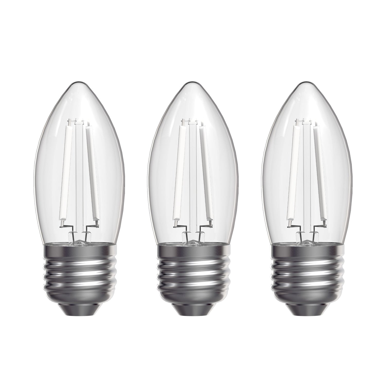 5.5W (60W Equivalent) True White (3500K) E26 Base B10 Torpedo Tip White Filament LED Bulb (3-Pack)
