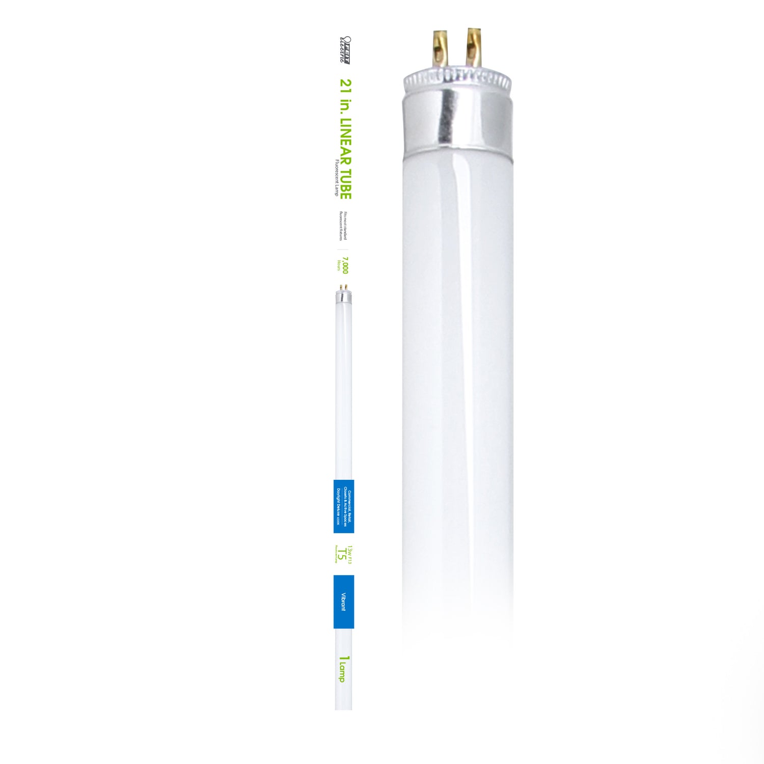 21 in. 13W Daylight Deluxe White (6500K) G5 Base (T5 Replacement) Fluorescent Linear Light Tube