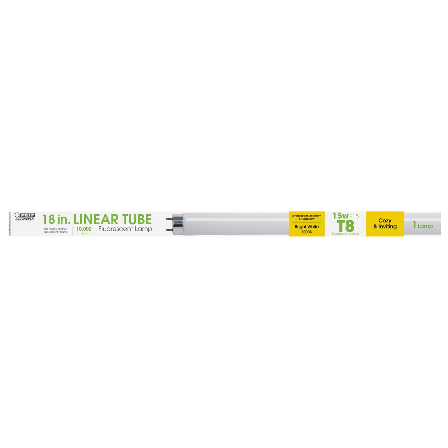 f15t8 grow light bulb 18 in. 15W Bright White (3000K) G13 Base (T8 Replacement) Fluorescent Linear Light Tube