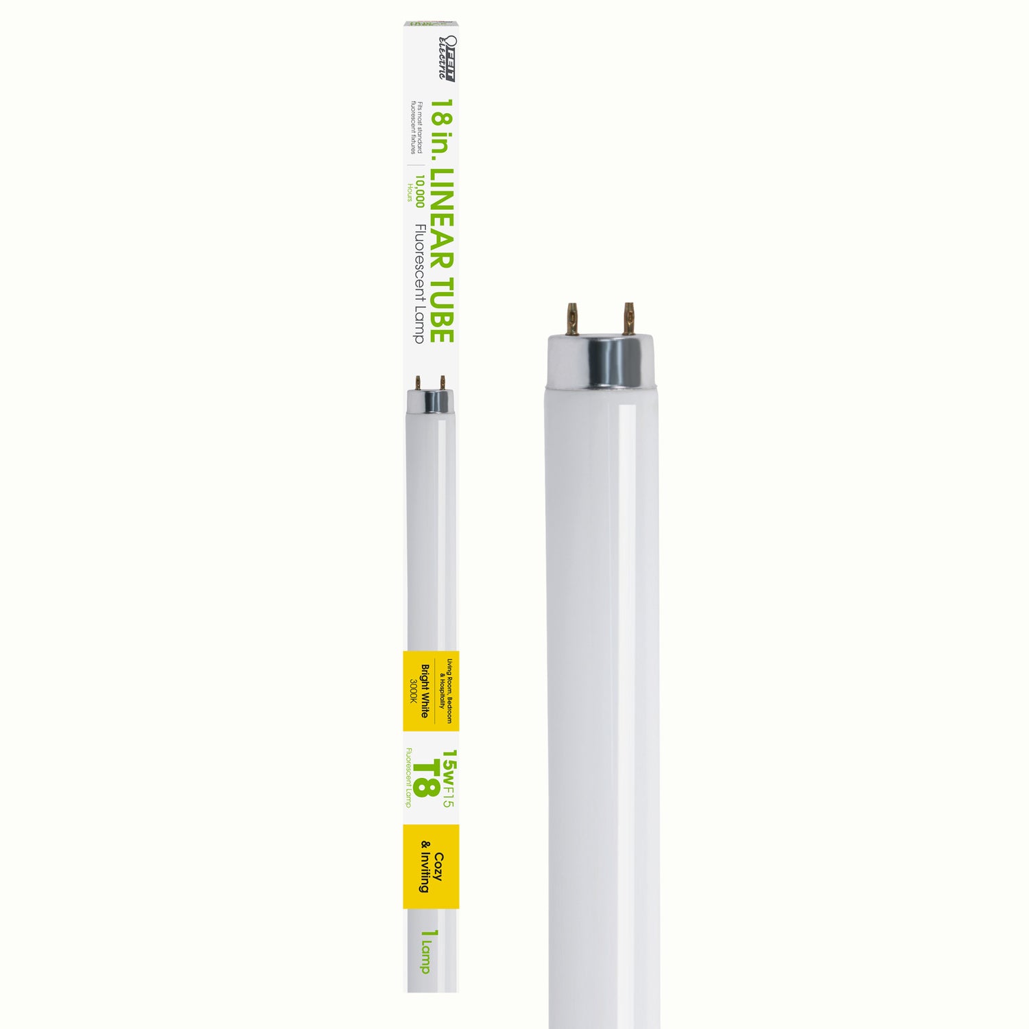 18 in. 15W Bright White (3000K) G13 Base (T8 Replacement) Fluorescent Linear Light Tube