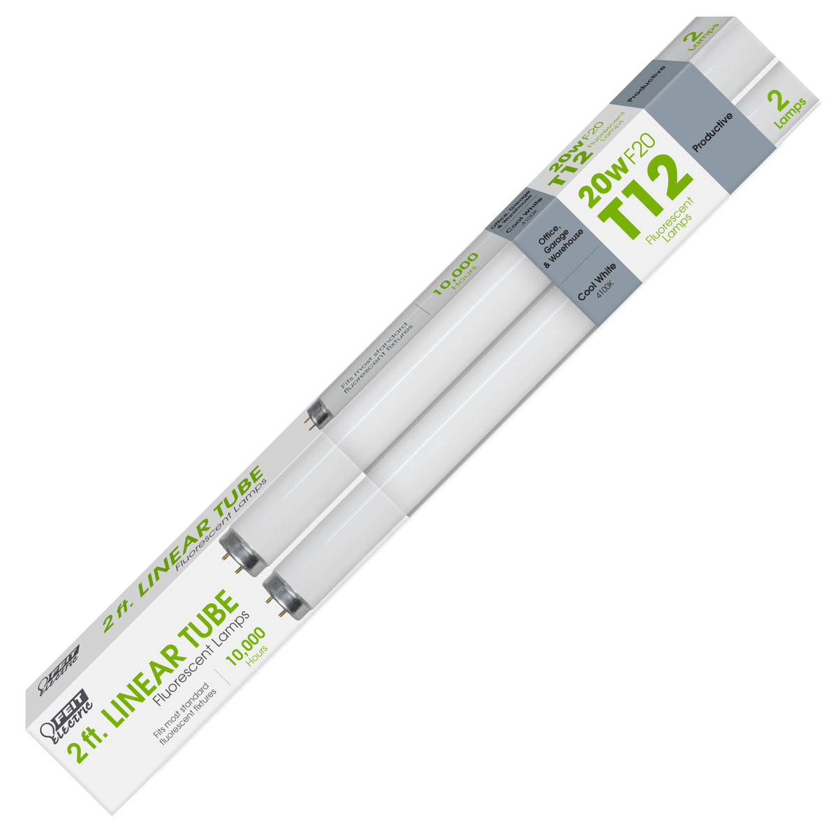2 ft. 20W Cool White (4100K) G13 Base (T12 Replacement) Fluorescent Linear Light Tube (2-Pack)