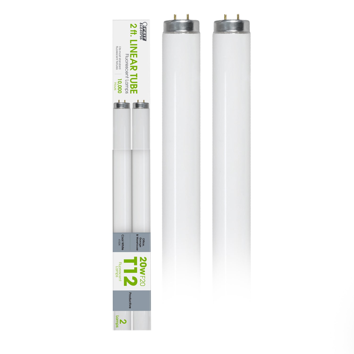 2 ft. 20W Cool White (4100K) G13 Base (T12 Replacement) Fluorescent Linear Light Tube (2-Pack)