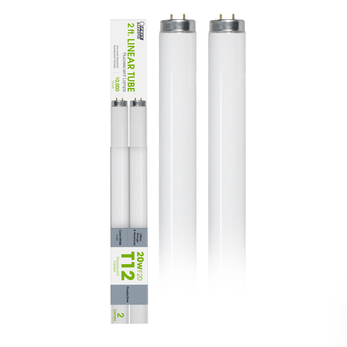 2 ft. 20W Cool White (4100K) G13 Base (T12 Replacement) Fluorescent Linear Light Tube (2-Pack)