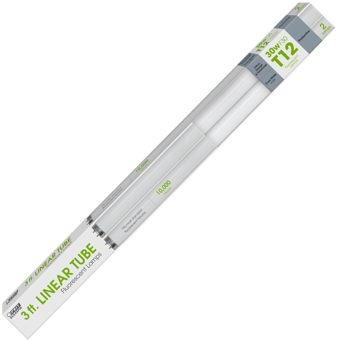 3 ft. 30W Cool White (4100K) G13 Base (T12 Replacement) Fluorescent Linear Light Tube (2-Pack)