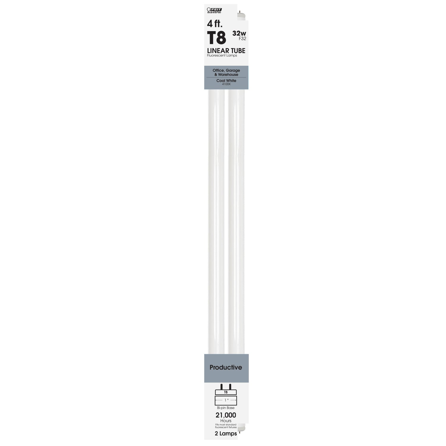4 ft. 32W Cool White G13 Base (T8 Replacement) Fluorescent Linear Light Tube (2-Pack)
