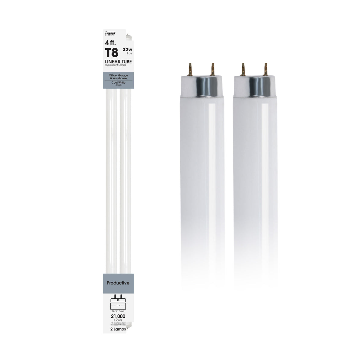 4 ft. 32W Cool White G13 Base (T8 Replacement) Fluorescent Linear Light Tube (2-Pack)