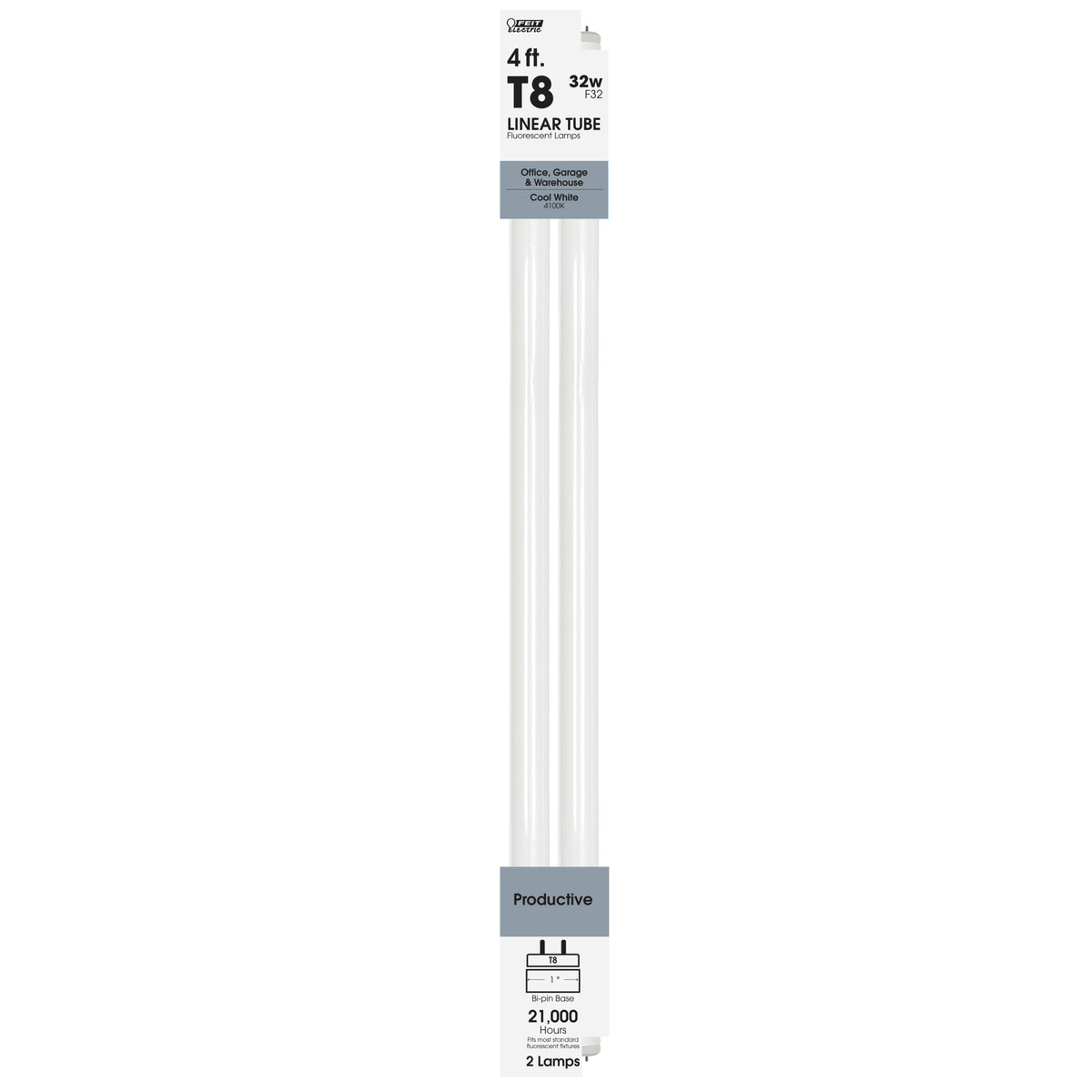 4 ft. 32W Cool White G13 Base (T8 Replacement) Fluorescent Linear Light Tube (2-Pack)