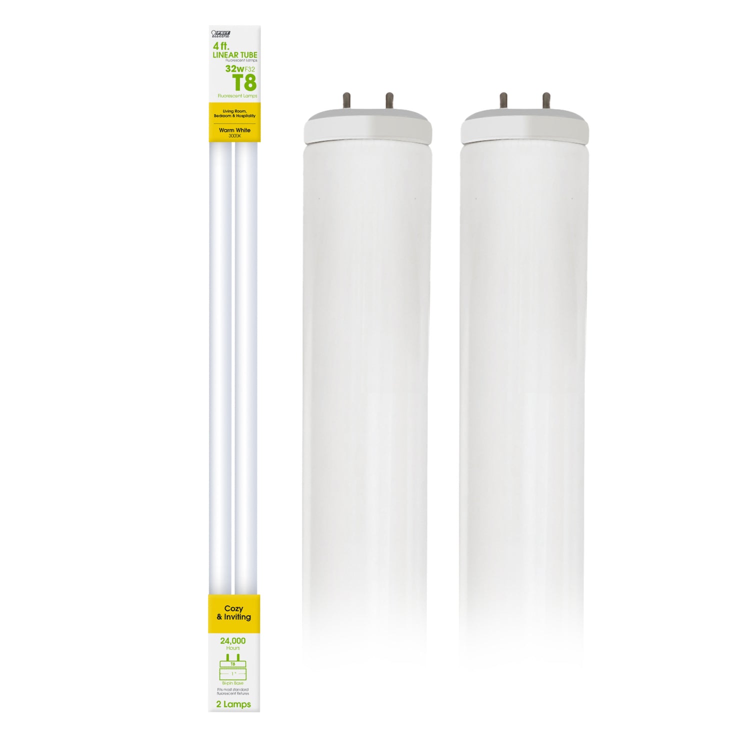 4 ft. 32W Bright White (3000K) T8 G13 Base High Output Fluorescent Linear Tube (2-Pack)