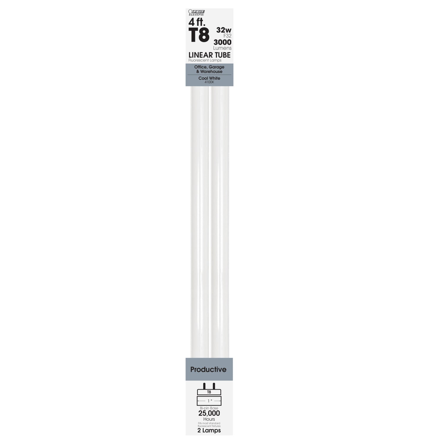 4 ft. 32W Cool White (4100K) T8 G13 Base High Output Fluorescent Linear Tube (2-Pack)
